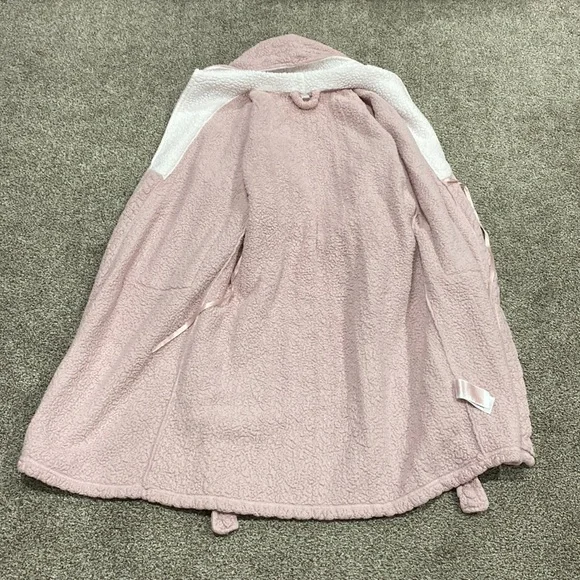 Women's Preloved L/XL Mauve Pink & White Hooded Long Robe! - Picture 7 of 15